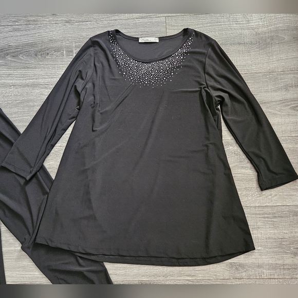 Cactus 2 Two Piece Black Leggings & Long Sleeve Rhinestone Top Lot Small - Picture 2 of 12